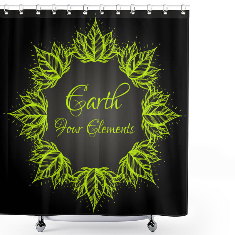 Personality  Four Elements, Earth In Round Frame On Black Background Shower Curtains