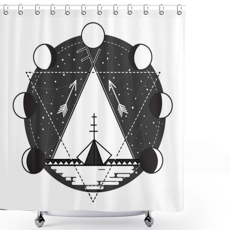 Personality  Wigwam Abstract Tattoo Design Vector Shower Curtains