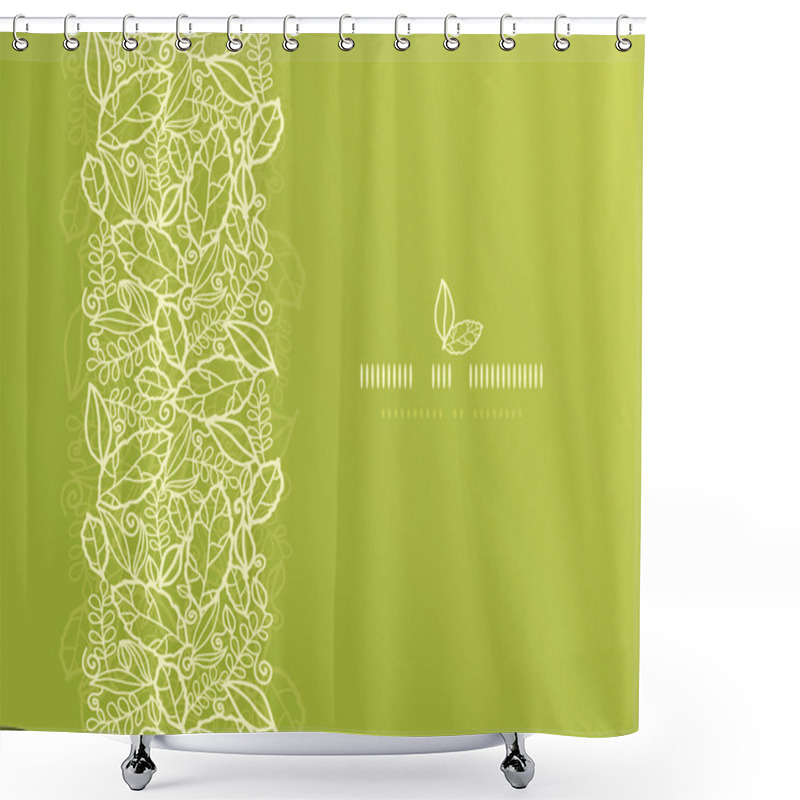 Personality  Green Lace Leaves Vertical Seamless Pattern Background Shower Curtains