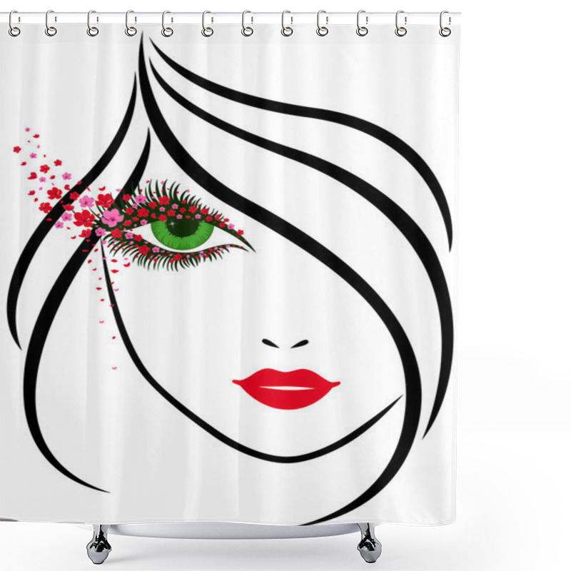 Personality  Beautiful Girl With Charming Floral Eyes Shower Curtains