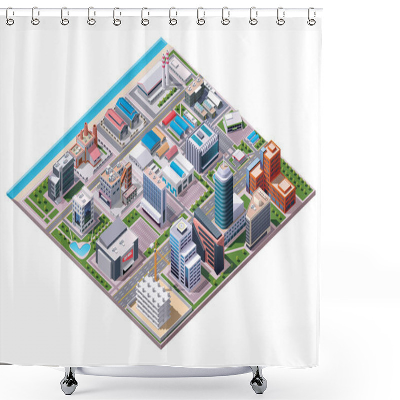 Personality  Isometric Industrial And Business City District Map Shower Curtains