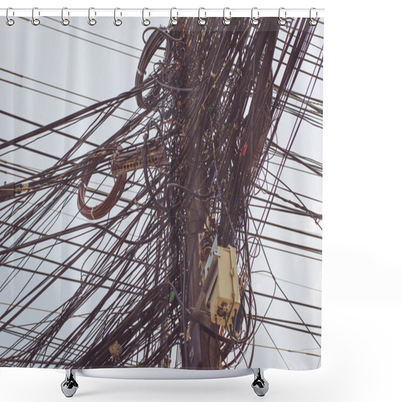 Personality  Electricity Cables In Thailand Shower Curtains