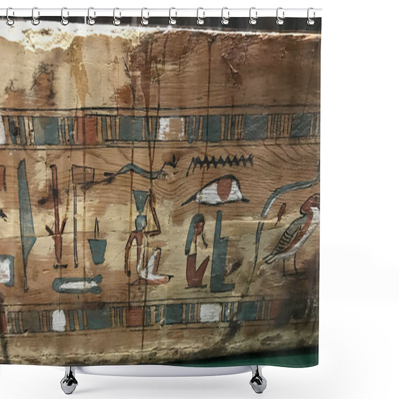 Personality  A Mural From Ancient Egypt Is On Display During An Exhibition At The Hubei Provincial Museum In Wuhan City, Central China's Hubei Province, 13 October 2018 Shower Curtains