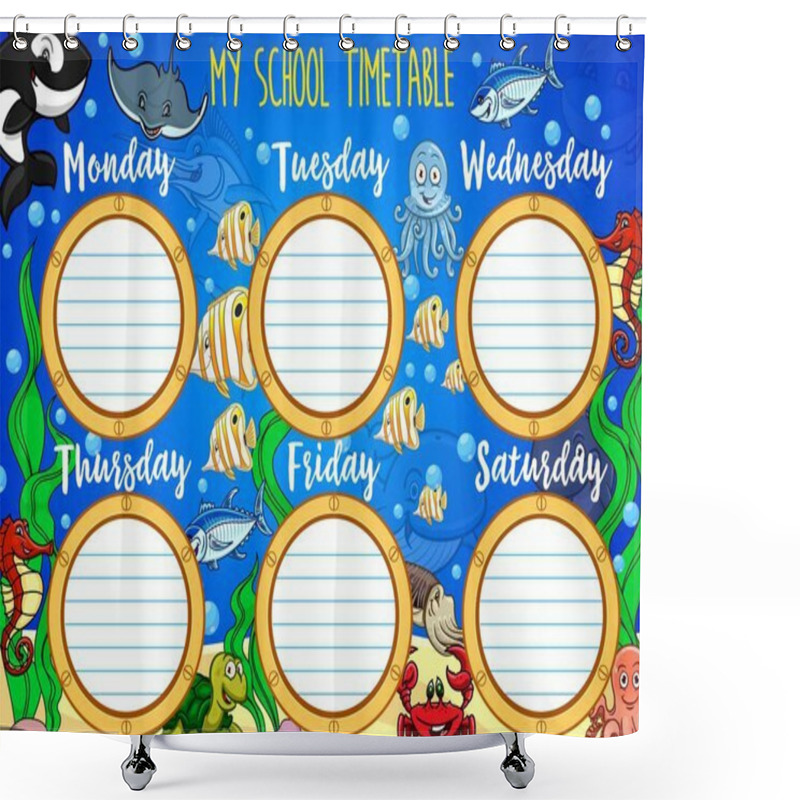 Personality  School Timetable, Cartoon Underwater Ship Window Shower Curtains