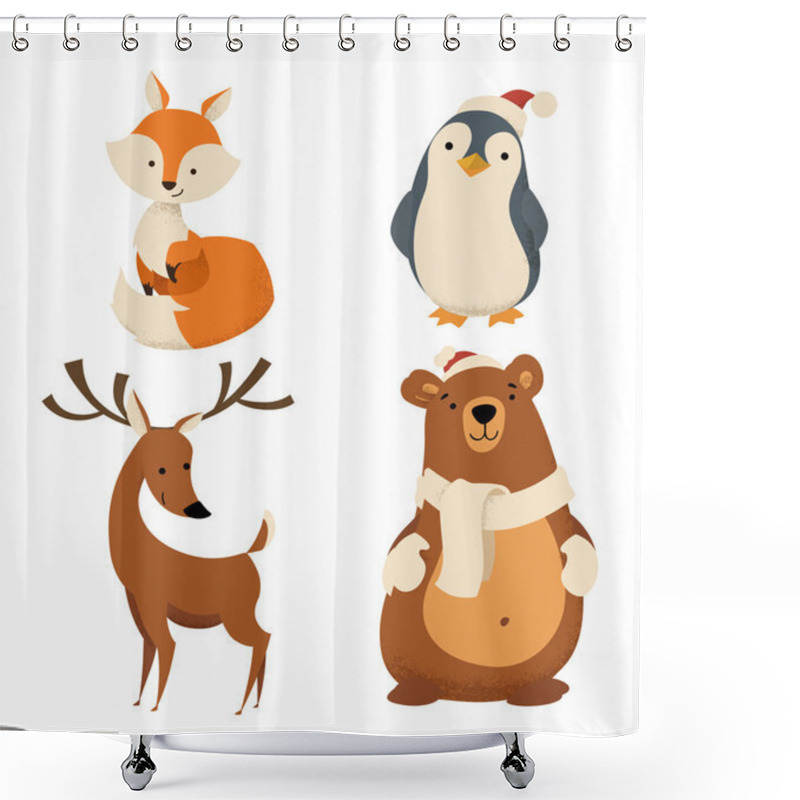 Personality  Vector Christmas Characters. Shower Curtains