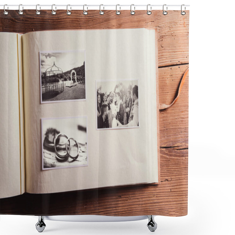 Personality  Wedding Photos In Photo Album Shower Curtains