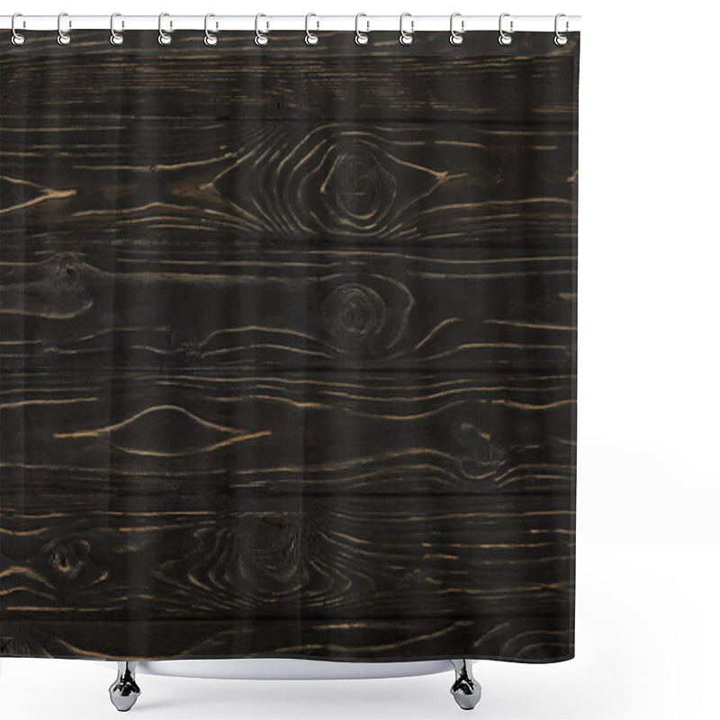 Personality  Full Frame Image Of Dark Wooden Surface Background  Shower Curtains