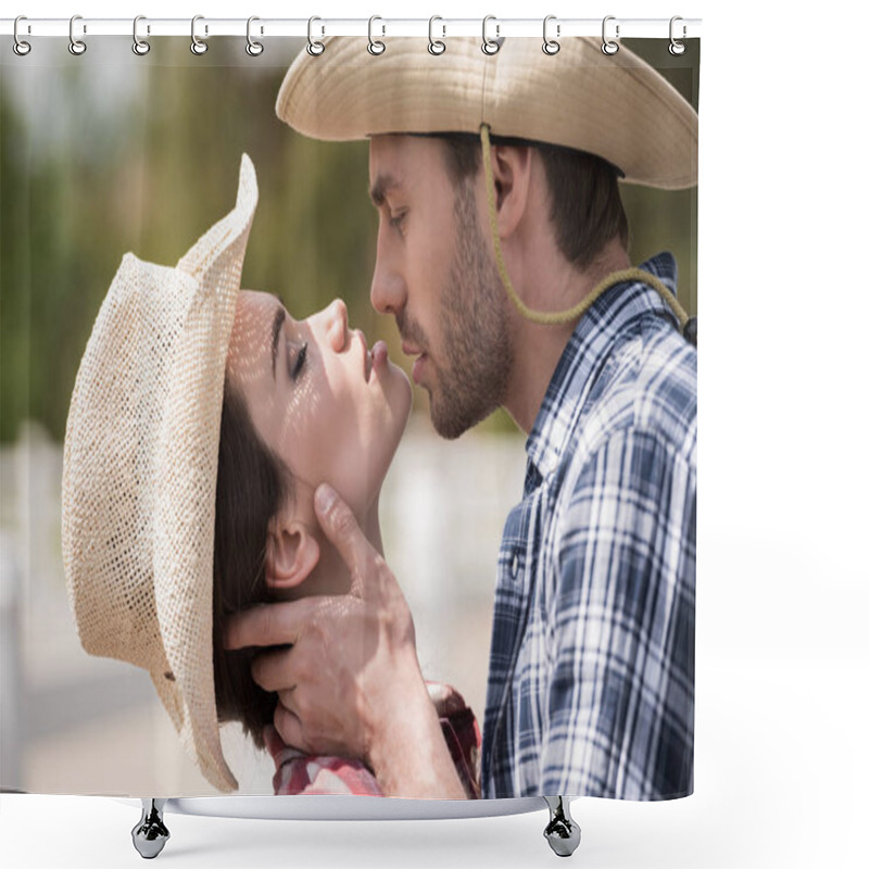 Personality  Young Sensual Cowboy Style Couple Shower Curtains