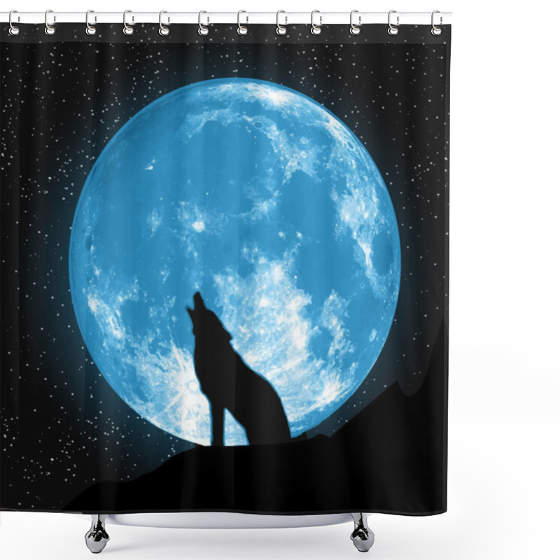 Personality  Moon View From The Ground. Howling Wolf, Elements Of This Vector Furnished By NASA Shower Curtains