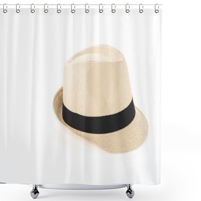 Personality  Straw Hat Isolated On White Background Shower Curtains