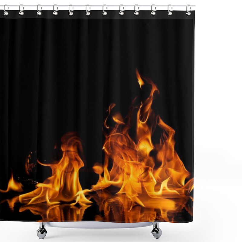 Personality  Beautiful Stylish Fire Flames Reflected In Water Shower Curtains