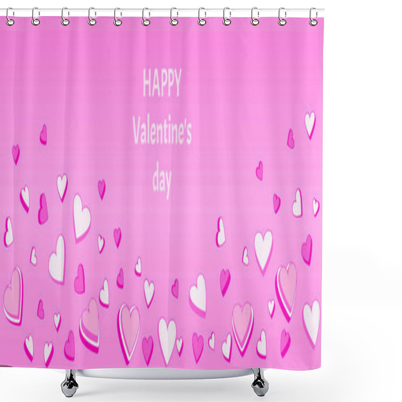 Personality  A Sweet And Playful Valentine's Day Background With Pink Layered Hearts On A Vibrant Pink Backdrop. Perfect For Greeting Cards, Love Notes, Banners, Or Romantic Designs. Shower Curtains