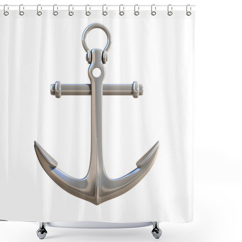 Personality  3d Anchor On White Background Shower Curtains