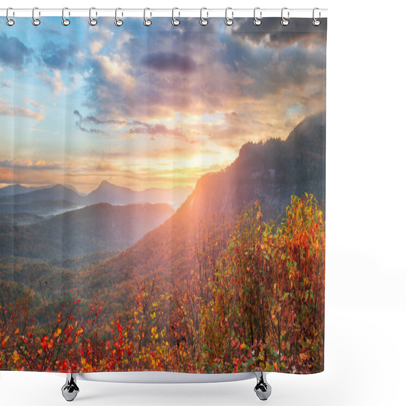 Personality  Whiteside Mountain In Autumn At Dawn In North Carolina, USA. Shower Curtains