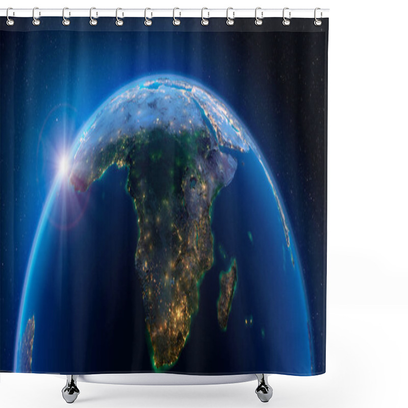 Personality  Earth At Night And The Light Of Cities. South Africa And Madagas Shower Curtains