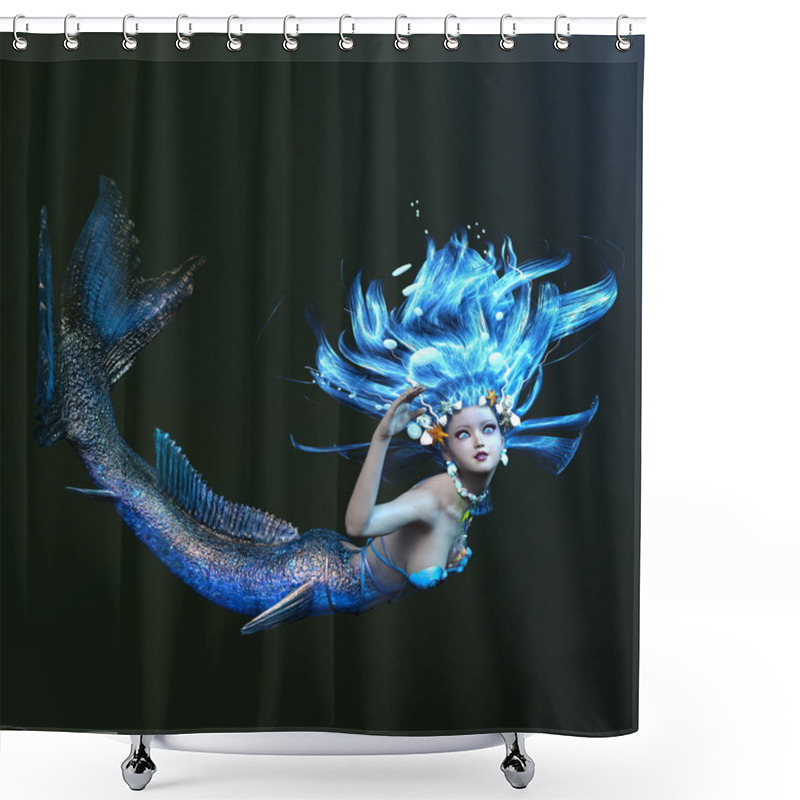 Personality  3D CG Rendering Of A Mermaid. Shower Curtains