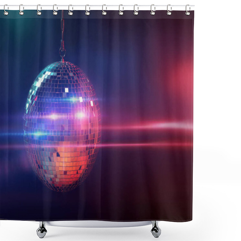 Personality  Shiny Bright Disco Ball On Dark Background Shower Curtains