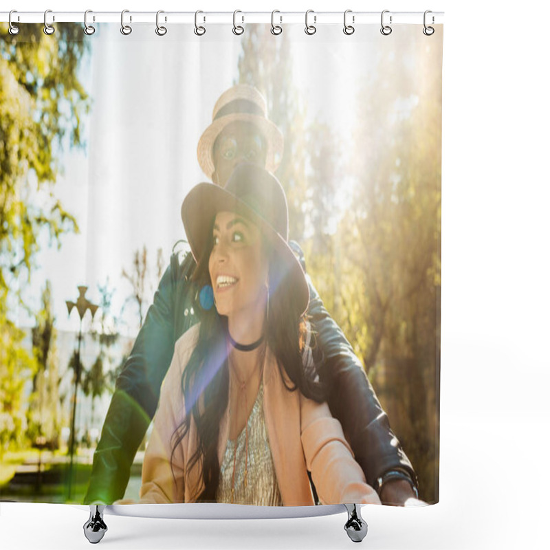 Personality  Couple Walking In Park Shower Curtains