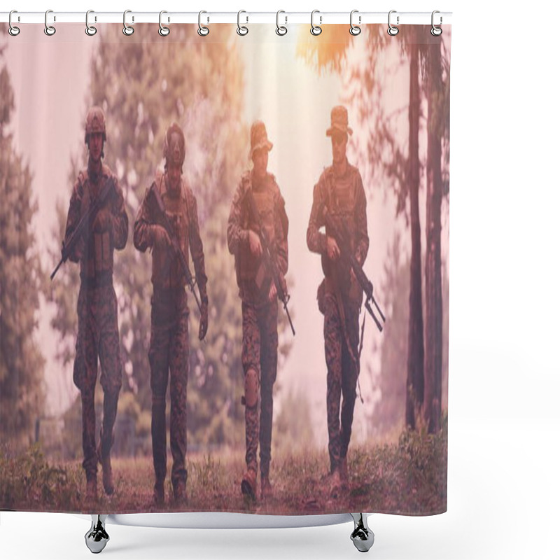 Personality  Soldiers Squad Relaxed Walking After Battle Shower Curtains