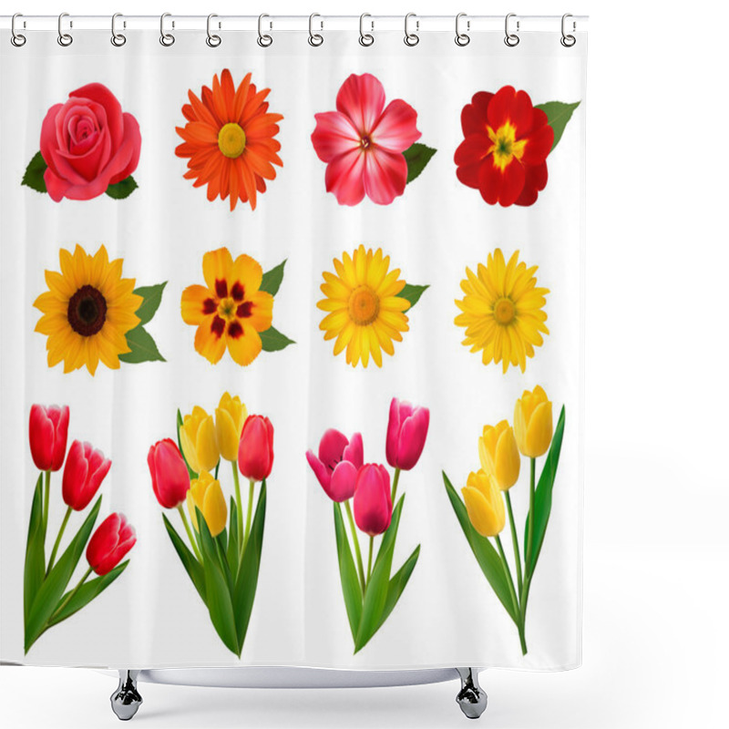 Personality  Set Of Beautiful Flowers. Vector Illustration Shower Curtains