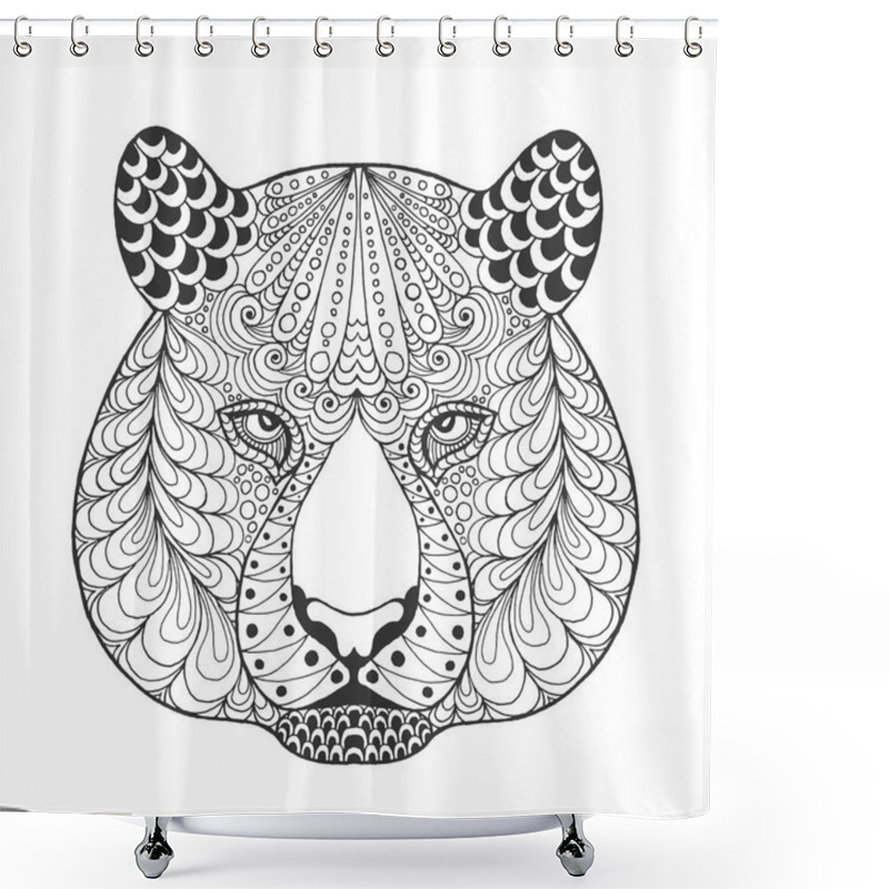 Personality  Zentangle Stylized Tiger Head. Shower Curtains