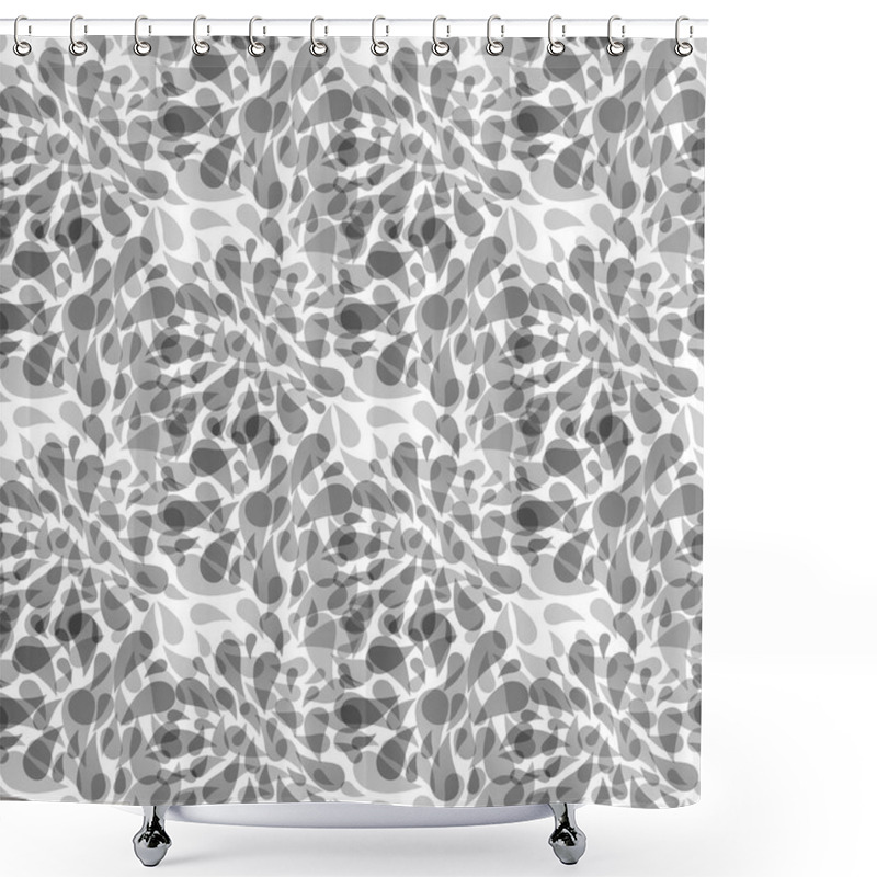 Personality  Monochrome Seamless Pattern Of Abstract Flowers. Hand-drawn Floral Background For Web, Print, Textile, Wallpapers And More. Shower Curtains