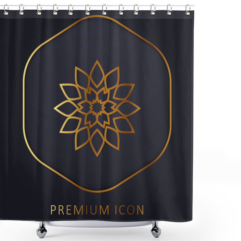 Personality  Big Flower Golden Line Premium Logo Or Icon Shower Curtains