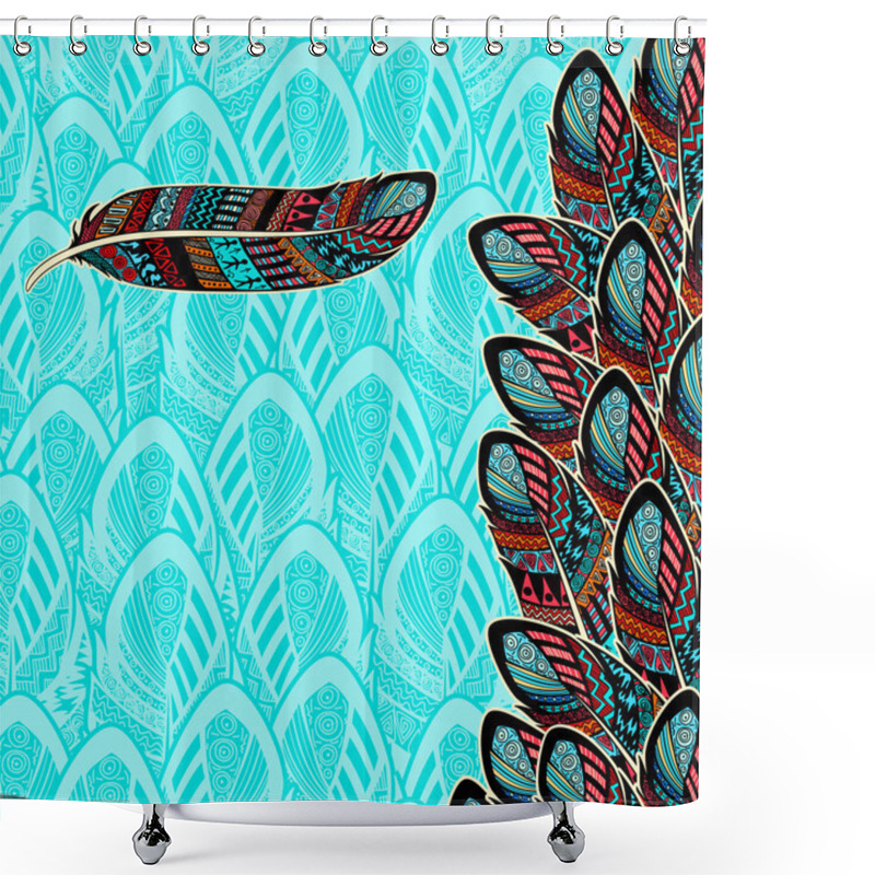 Personality  Decorative Background With Feather Border Shower Curtains