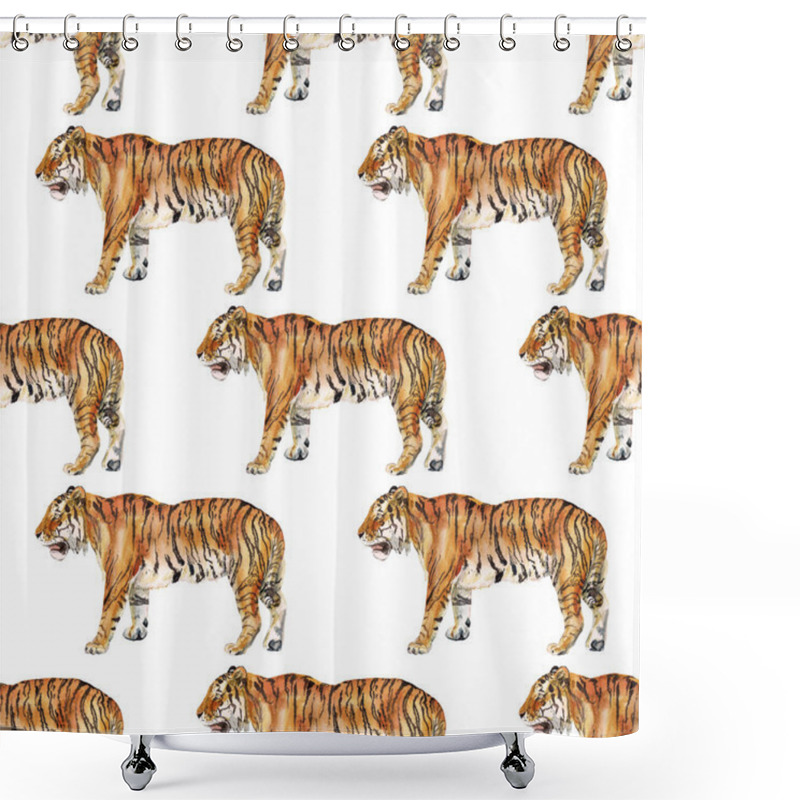 Personality  Seamless Pattern With Tiger Shower Curtains