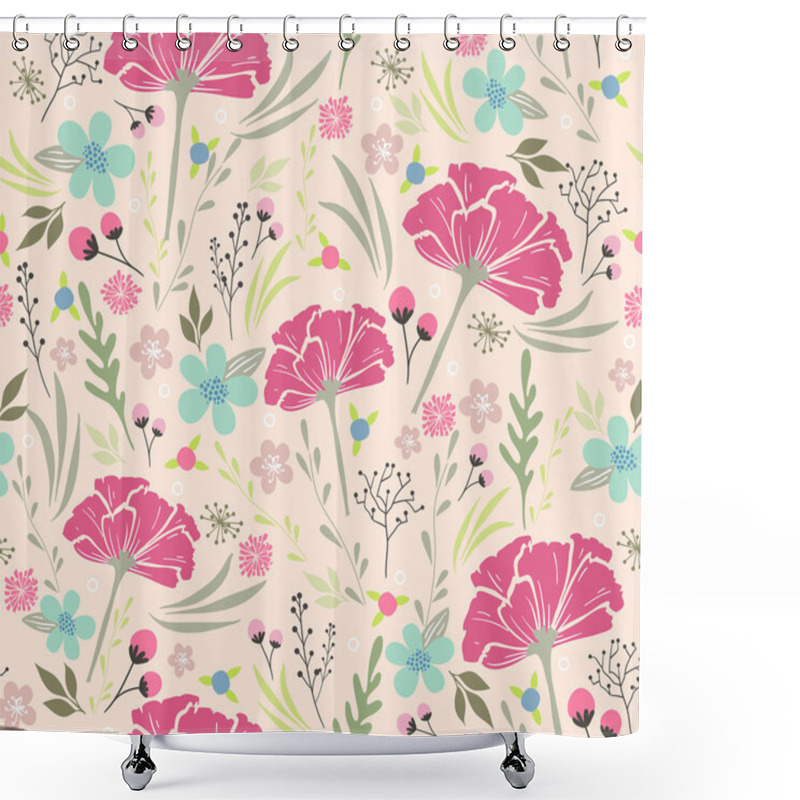 Personality  Seamless Floral Pattern. Background With Flowers And Leafs. Shower Curtains