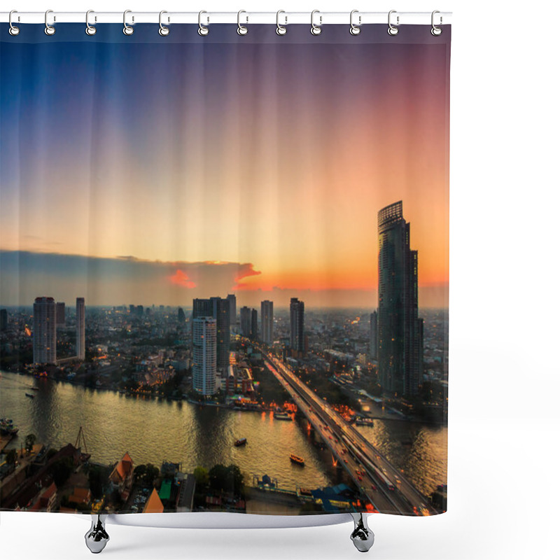 Personality  Cityscape Fireworks Of Bangkok   Shower Curtains