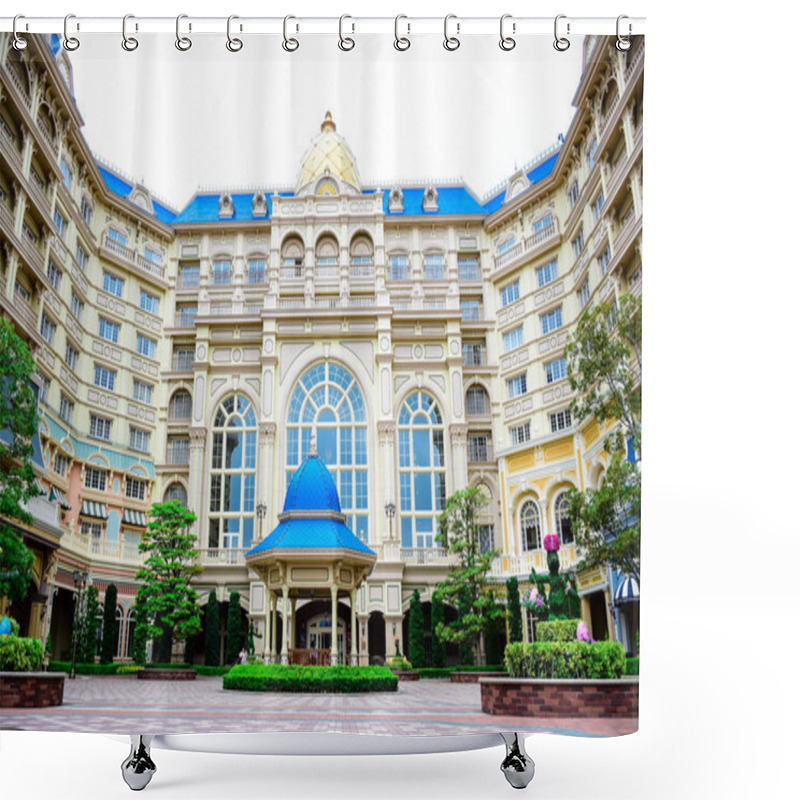 Personality  CHIBA, JAPAN: View Of Tokyo Disneyland Hotel Located In Tokyo Disney Resort, Urayasu, Chiba, Japan Shower Curtains