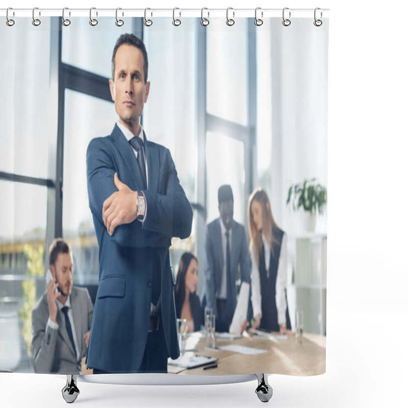 Personality  Businessman With Crossed Arms Shower Curtains