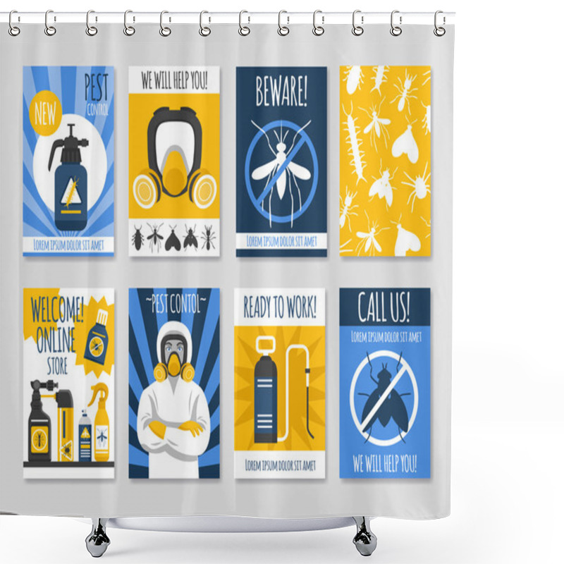 Personality  Pest Control Isolated Template Set  Shower Curtains