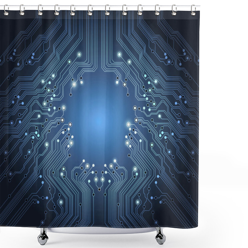 Personality  Technology Vector Abstract Blue Background Shower Curtains