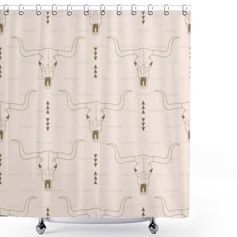 Personality  Decorative Pattern Featuring Stylized Bull Skulls In Earthy Tones. Shower Curtains