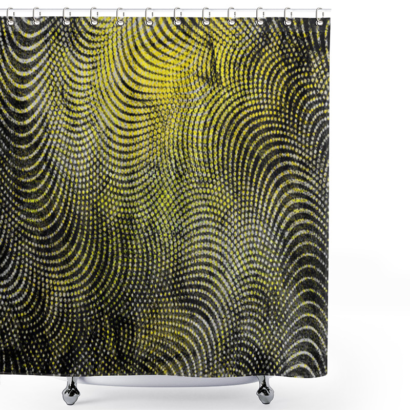 Personality  A Grungy Abstract Halftone Pattern Background In Black, White And Yellow Shower Curtains