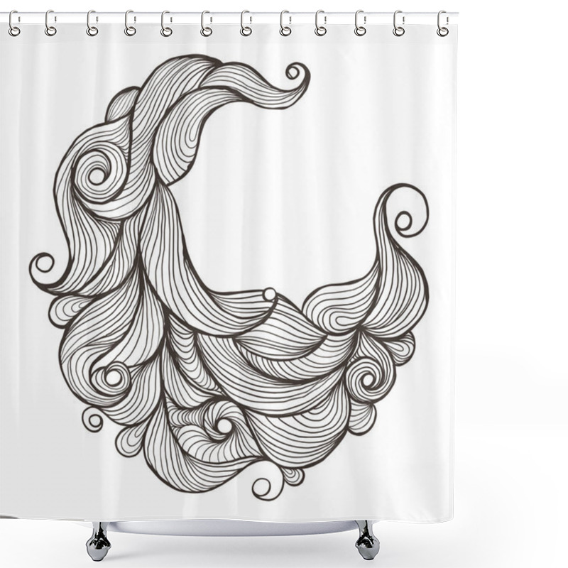 Personality  Ink Doodle Water Or Hair Waves. Shower Curtains