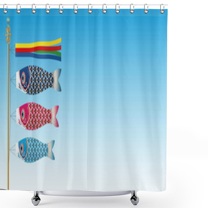 Personality  Vector Illustration With Carp Streamers For The Japanese Kodomo No Hi, The Boys Festival.  Shower Curtains