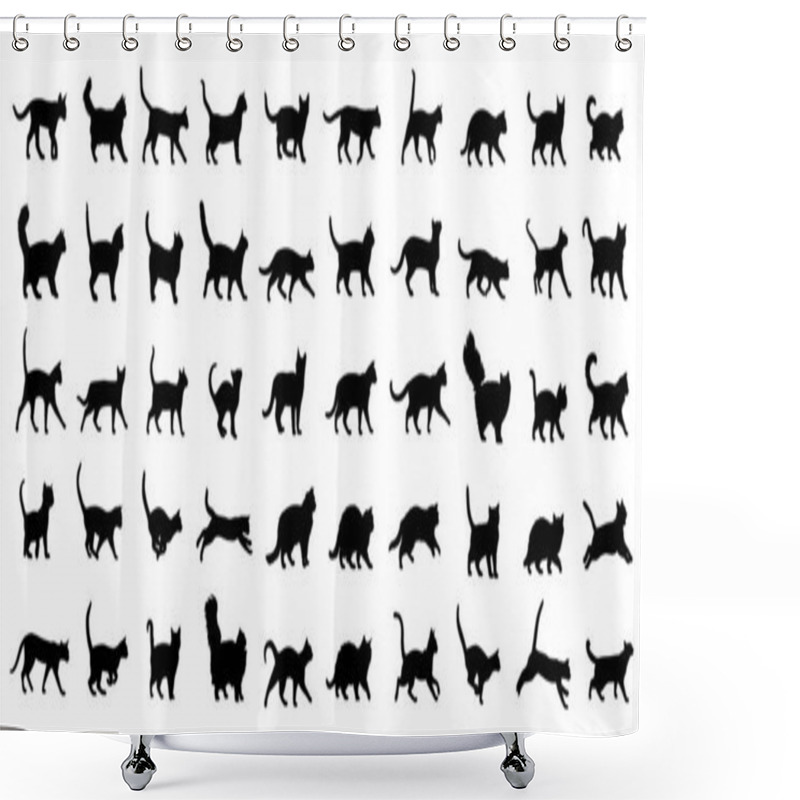 Personality  Cat Breeds Silhouette Set Shower Curtains