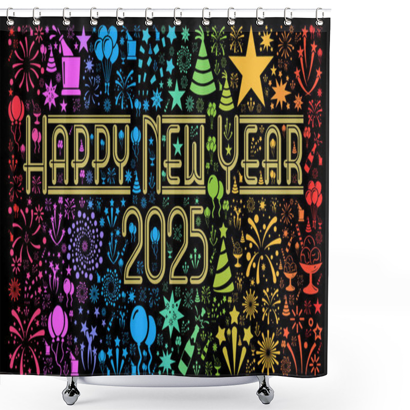 Personality  Happy New Year 2025 Illustration Shower Curtains