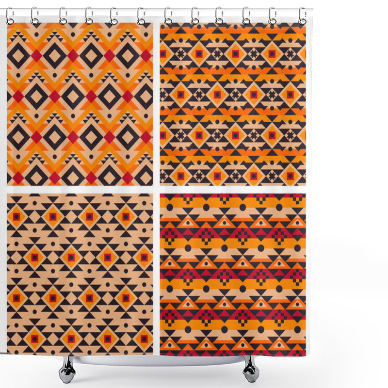 Personality  Ethnic Aztec Mexican Seamless Patterns Shower Curtains