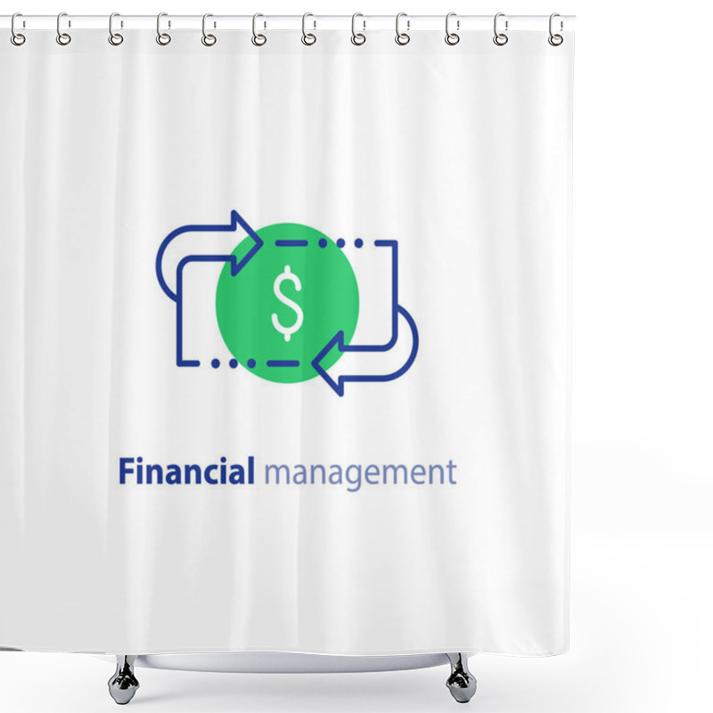 Personality  Money Savings, Investment Plan, Stock Market, Finance Services, Line Icon Shower Curtains