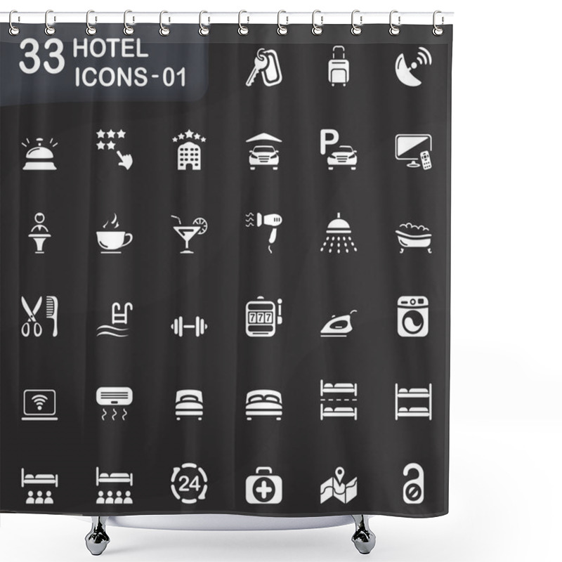 Personality  33 Hotel Icons Shower Curtains