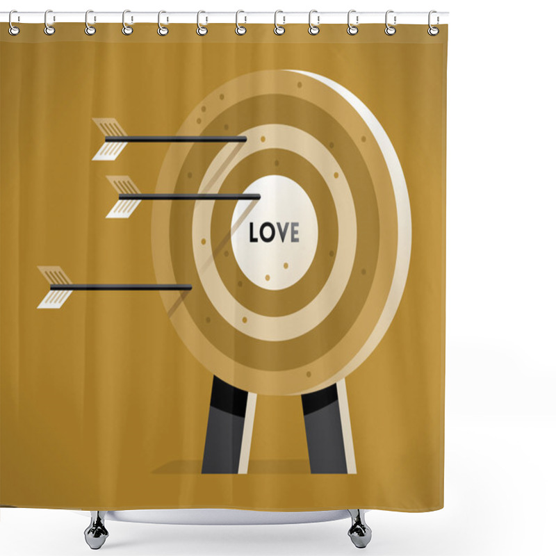 Personality  Love Target With Hitting Bullseye Arrows. Concepts: Cupid's Love Arrows Hitting Symbol Of Human Heart, Wedding, Marriage, Engagement, Valentines Day, Honeymoon, Online Dating, Relationships Searching. Shower Curtains