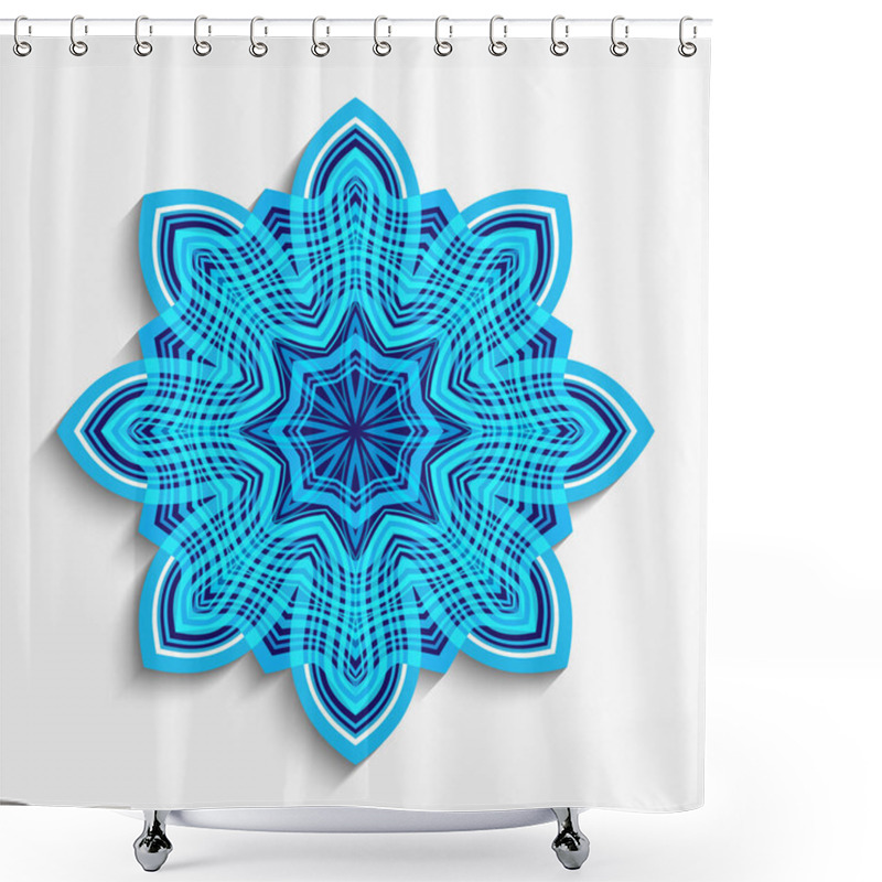 Personality  Round Mandala Ornament With Wavy Lines. Cutout Paper Snowflake Decoration On White Background. Shower Curtains