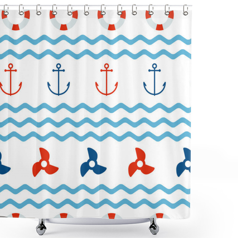 Personality  Nautical Seamless Pattern Shower Curtains