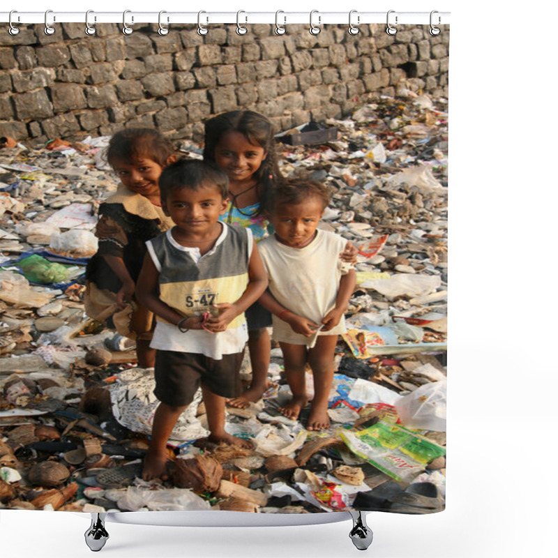 Personality  Street Children - Banganga Village, Mumbai, India Shower Curtains