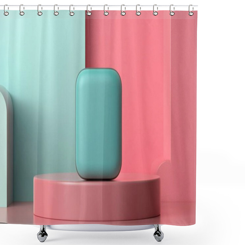 Personality  Modern Smart Speaker With Futuristic LED Lighting On A Sleek Platform Shower Curtains