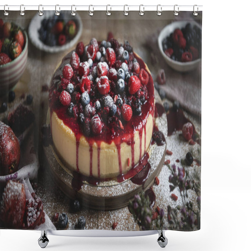 Personality  Cheesecake Covered With Mixed Berries Shower Curtains